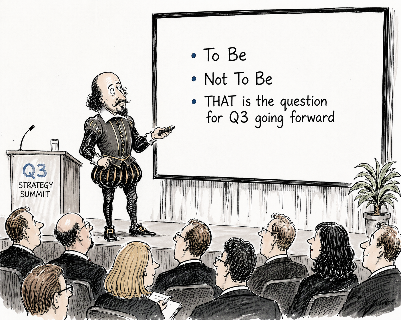 Shakespeare at a strategy summit - illustration